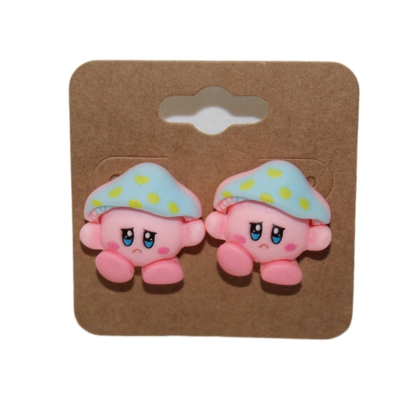 Kirby Inspired Mushroom Earrings - Picture 7 of 8
